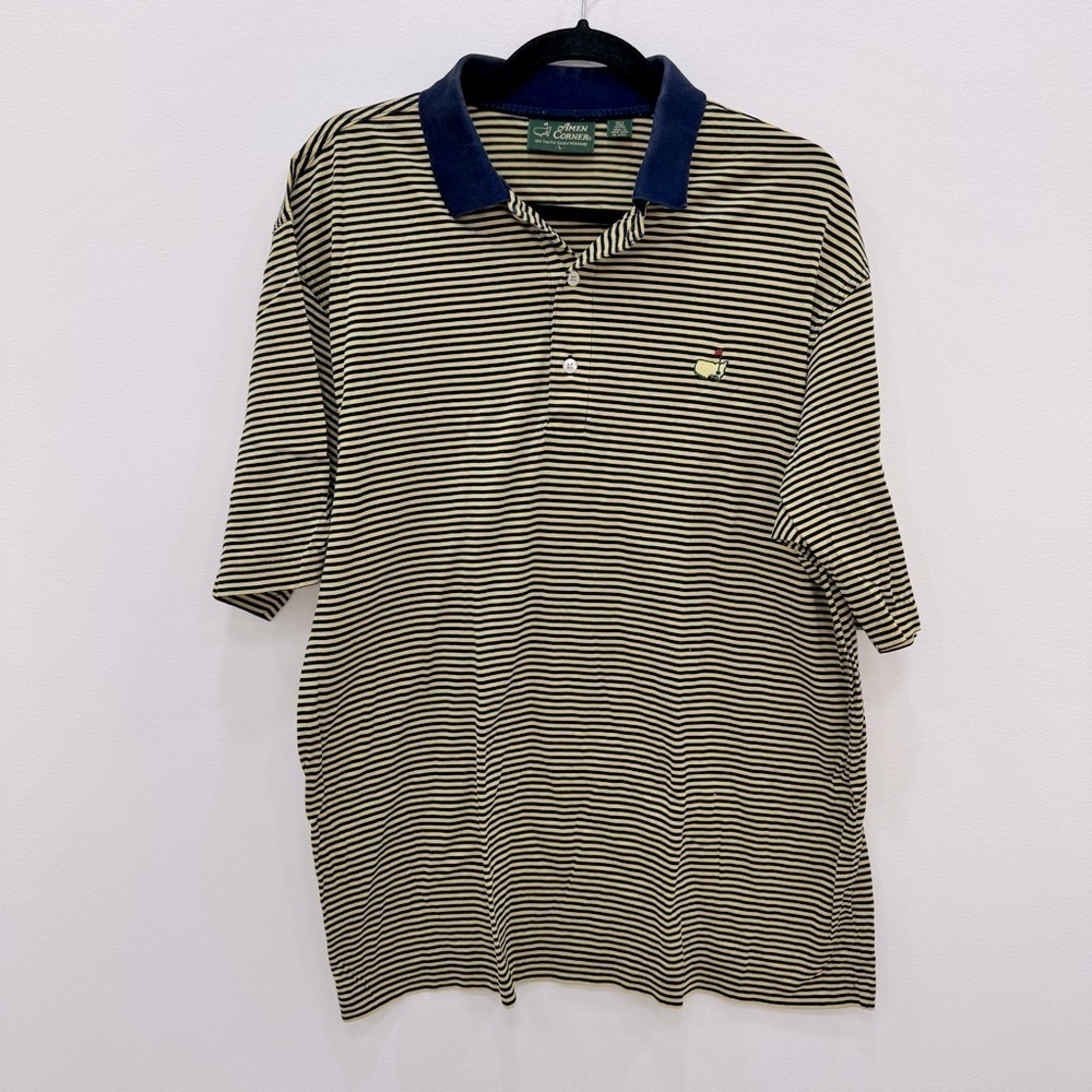Amen Corner Augusta Masters Golf Polo Shirt Striped Pima Cotton Sz Large - Picture 2 of 6